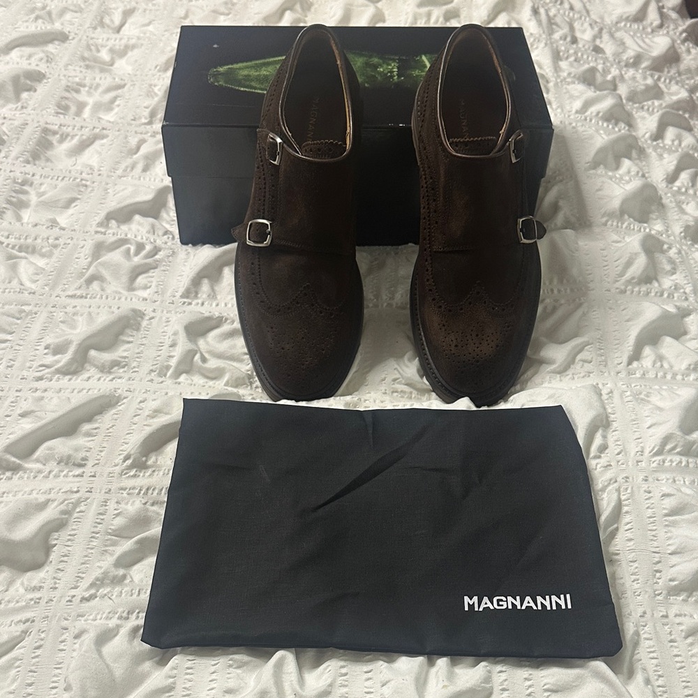 Magnanni Chocolate Brown Monk Strap Derbys